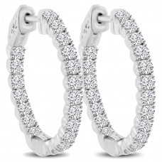 2.10 ct Ladies Round Cut Diamond Hoop Huggie Earrings 2.10 ct Ladies Round Cut Diamond Hoop Huggie Earrings