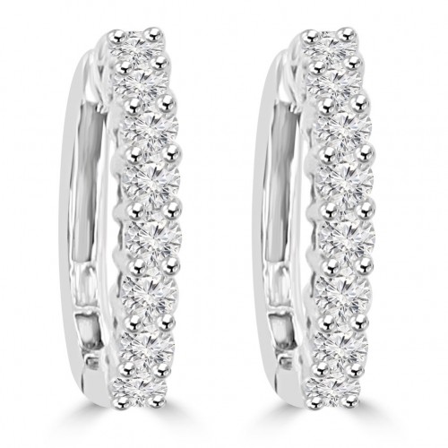 0.85 ct Ladies Round Cut Diamond Hoop Huggie Earrings 0.85 ct Ladies Round Cut Diamond Hoop Huggie Earrings