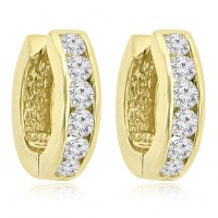 1.20 ct Ladies Round Cut Diamond Hoop Huggie Earrings In 14 Kt Yellow Gold 1.20 ct Ladies Round Cut Diamond Hoop Huggie Earrings In 14 Kt Yellow Gold