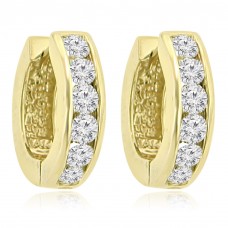 1.20 ct Ladies Round Cut Diamond Hoop Huggie Earrings In 14 Kt Yellow Gold 1.20 ct Ladies Round Cut Diamond Hoop Huggie Earrings In 14 Kt Yellow Gold