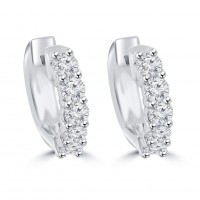 1.40 ct Ladies Round Cut Diamond Huggie Earrings In 14 Kt White Gold 1.40 ct Ladies Round Cut Diamond Huggie Earrings In 14 Kt White Gold
