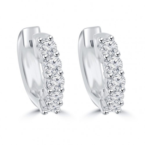1.40 ct Ladies Round Cut Diamond Huggie Earrings In 14 Kt White Gold 1.40 ct Ladies Round Cut Diamond Huggie Earrings In 14 Kt White Gold