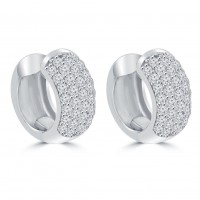 1.80 ct Round Cut Diamond Huggie Earrings In 14 kt White Gold 1.80 ct Round Cut Diamond Huggie Earrings In 14 kt White Gold