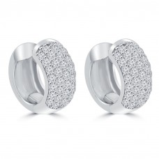 1.80 ct Round Cut Diamond Huggie Earrings In 14 kt White Gold
