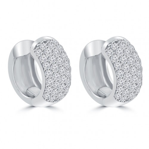 1.80 ct Round Cut Diamond Huggie Earrings In 14 kt White Gold 1.80 ct Round Cut Diamond Huggie Earrings In 14 kt White Gold