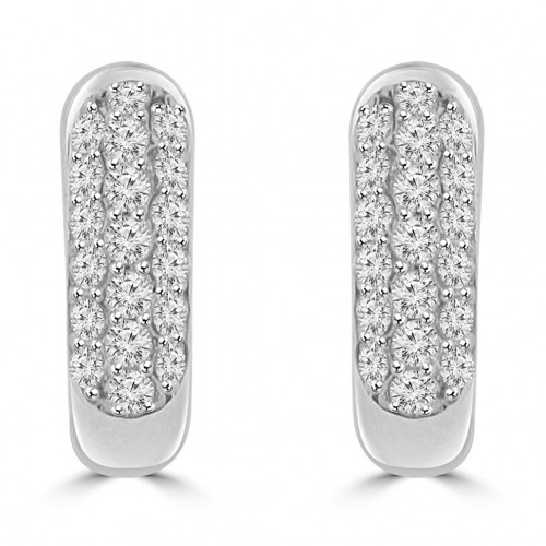 1.00 ct Round Cut Diamond Huggie Earrings In 14 kt White Gold 1.00 ct Round Cut Diamond Huggie Earrings In 14 kt White Gold
