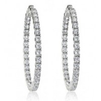 2.50 Ct Ladies Round Cut Diamond Inside Outside Hoop Earrings 2.50 Ct Ladies Round Cut Diamond Inside Outside Hoop Earrings