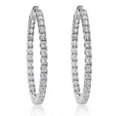 2.50 Ct Ladies Round Cut Diamond Inside Outside Hoop Earrings 2.50 Ct Ladies Round Cut Diamond Inside Outside Hoop Earrings