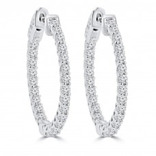 1.45 ct Ladies Round Cut Diamond Hoop Earrings In 14 Kt White Gold 1.45 ct Ladies Round Cut Diamond Hoop Earrings In 14 Kt White Gold