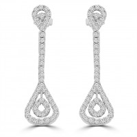 2.76 ct Ladies Round Cut Diamond Drop Chandelier Earrings In 14 Kt White Gold 2.76 ct Ladies Round Cut Diamond Drop Chandelier Earrings In 14 Kt White Gold