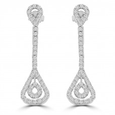 2.76 ct Ladies Round Cut Diamond Drop Chandelier Earrings In 14 Kt White Gold 2.76 ct Ladies Round Cut Diamond Drop Chandelier Earrings In 14 Kt White Gold