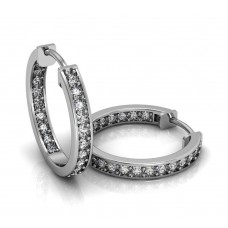 1.60 ct Ladies Round Cut Diamond Hoop Huggie Earrings In 14 Kt White Gold 1.60 ct Ladies Round Cut Diamond Hoop Huggie Earrings In 14 Kt White Gold