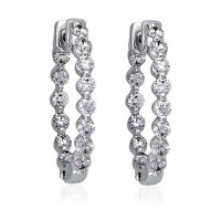 2.00 ct Ladies Round Cut Diamond Hoop Huggie Earrings 2.00 ct Ladies Round Cut Diamond Hoop Huggie Earrings