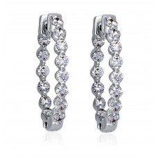 2.00 ct Ladies Round Cut Diamond Hoop Huggie Earrings 2.00 ct Ladies Round Cut Diamond Hoop Huggie Earrings