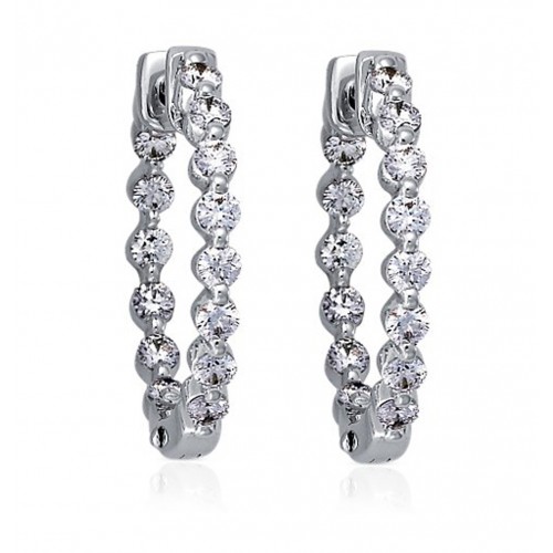 2.00 ct Ladies Round Cut Diamond Hoop Huggie Earrings 2.00 ct Ladies Round Cut Diamond Hoop Huggie Earrings