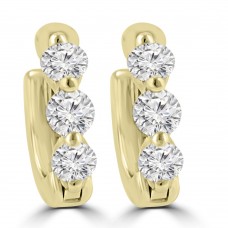 1.20 ct ttw Ladies Round Cut Diamond Hoop Huggie Earrings In 14 Kt Yellow Gold 1.20 ct ttw Ladies Round Cut Diamond Hoop Huggie Earrings In 14 Kt Yellow Gold