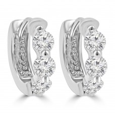 1.20 ct ttw Ladies Round Cut Diamond Hoop Huggie Earrings In 14 Kt White Gold 1.20 ct ttw Ladies Round Cut Diamond Hoop Huggie Earrings In 14 Kt White Gold