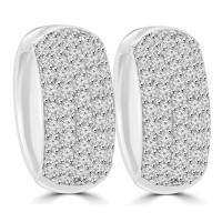 1.25 ct Ladies Round Cut Diamond Huggie Earrings In 14 Kt White Gold 1.25 ct Ladies Round Cut Diamond Huggie Earrings In 14 Kt White Gold