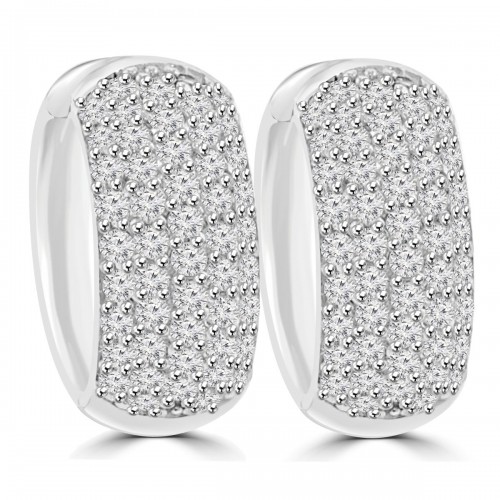 1.25 ct Ladies Round Cut Diamond Huggie Earrings In 14 Kt White Gold 1.25 ct Ladies Round Cut Diamond Huggie Earrings In 14 Kt White Gold