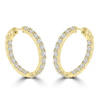 2.20 ct Ladies Round Cut Diamond Hoop Huggie Earrings Yellow Gold 2.20 ct Ladies Round Cut Diamond Hoop Huggie Earrings Yellow Gold