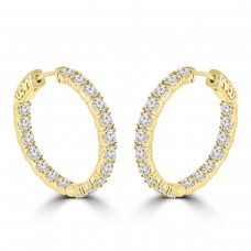 2.10 ct Ladies Round Cut Diamond Hoop Huggie Earrings in Yellow Gold 2.10 ct Ladies Round Cut Diamond Hoop Huggie Earrings in Yellow Gold
