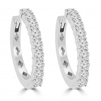 1.46 ct Ladies Outside Round Cut Diamond Hoop Huggie Earrings 1.46 ct Ladies Outside Round Cut Diamond Hoop Huggie Earrings