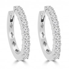 1.46 ct Ladies Outside Round Cut Diamond Hoop Huggie Earrings 1.46 ct Ladies Outside Round Cut Diamond Hoop Huggie Earrings