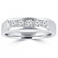 0.50 ct Men's Round Cut Diamond Wedding Band in 14 kt White Gold 0.50 ct Men's Round Cut Diamond Wedding Band in 14 kt White Gold