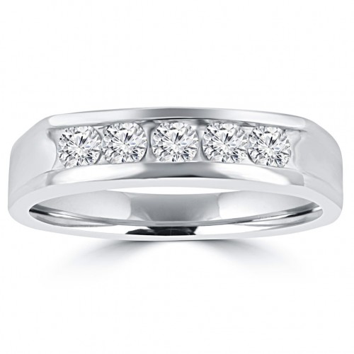 0.50 ct Men's Round Cut Diamond Wedding Band in 14 kt White Gold