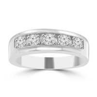 1.00 Men's Round Cut Diamond Wedding Band in 14 kt White Gold 1.00 Men's Round Cut Diamond Wedding Band in 14 kt White Gold