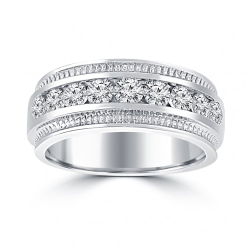 0.75 ct Men's Round Cut Diamond Wedding Band Ring in Channel Setting 0.75 ct Men's Round Cut Diamond Wedding Band Ring in Channel Setting