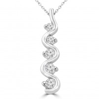 1.00 Ct Ladies Five Stone Round Cut Diamond Pendant / Necklace 1.00 Ct Ladies Five Stone Round Cut Diamond Pendant / Necklace