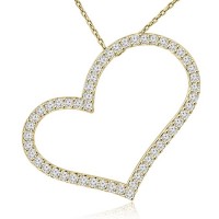 1.53 ct Round Cut Diamond Heart Shape Pendant Necklace (G Color SI-1 Clarity) in 14 kt Yellow Gold 1.53 ct Round Cut Diamond Heart Shape Pendant Necklace (G Color SI-1 Clarity) in 14 kt Yellow Gold