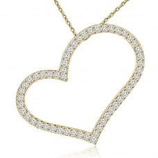 1.53 ct Round Cut Diamond Heart Shape Pendant Necklace (G Color SI-1 Clarity) in 14 kt Yellow Gold 1.53 ct Round Cut Diamond Heart Shape Pendant Necklace (G Color SI-1 Clarity) in 14 kt Yellow Gold