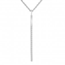 0.22 ct Round Cut Diamond Stick Bar Vertical Long Pendant Necklace for Women (G Color SI-1 Clarity) in 14 kt White Gold with 16 inch Chain Included 0.22 ct Round Cut Diamond Stick Bar Vertical Long Pendant Necklace for Women (G Color SI-1 Clarity) in 14 kt White Gold with 16 inch Chain Included