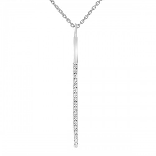 0.22 ct Round Cut Diamond Stick Bar Vertical Long Pendant Necklace for Women (G Color SI-1 Clarity) in 14 kt White Gold with 16 inch Chain Included 0.22 ct Round Cut Diamond Stick Bar Vertical Long Pendant Necklace for Women (G Color SI-1 Clarity) in 14 kt White Gold with 16 inch Chain Included