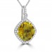 6.36 Ct Cushion cut Citrine and Round Cut Diamond Pendent In 14 kt Gold 6.36 Ct Cushion cut Citrine and Round Cut Diamond Pendent In 14 kt Gold