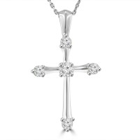 0.50 ct t.w. Ladies Round Cut Diamond Cross Pendant Necklace 0.50 ct t.w. Ladies Round Cut Diamond Cross Pendant Necklace