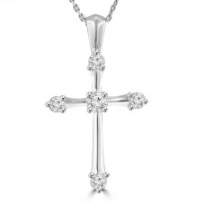  0.50 ct t.w. Ladies Round Cut Diamond Cross Pendant Necklace