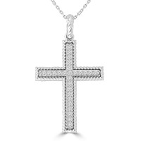 0.45 ct Ladies Round Cut Diamond Cross Pendant Necklace (G Color SI-1 Clarity) in 14 kt White Gold 0.45 ct Ladies Round Cut Diamond Cross Pendant Necklace (G Color SI-1 Clarity) in 14 kt White Gold