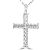 0.37 ct Ladies Round Cut Diamond Cross Pendant Necklace (G Color SI-1 Clarity) in 14 kt White Gold 0.37 ct Ladies Round Cut Diamond Cross Pendant Necklace (G Color SI-1 Clarity) in 14 kt White Gold