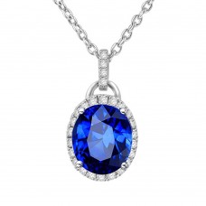 1.24 ct Round Cut Diamond & Oval Shape Tanzanite Pendant Necklace (G-H Color SI-2 I-1 Clarity) in 14 kt White Gold 1.24 ct Round Cut Diamond & Oval Shape Tanzanite Pendant Necklace (G-H Color SI-2 I-1 Clarity) in 14 kt White Gold