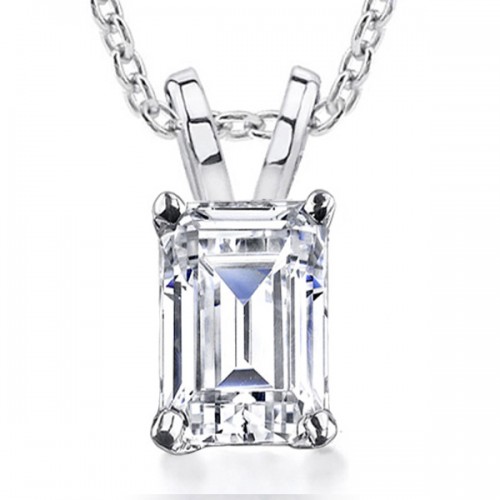 0.70 ct Emerald Cut Diamond Solitaire Pendant Necklace 0.70 ct Emerald Cut Diamond Solitaire Pendant Necklace