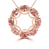 3.17 ct Oval Shaped Morganite Pendant Necklace (G-H Color SI-2 I-1 Clarity) in 14 kt Rose Gold 3.17 ct Oval Shaped Morganite Pendant Necklace (G-H Color SI-2 I-1 Clarity) in 14 kt Rose Gold