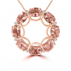 3.17 ct Oval Shaped Morganite Pendant Necklace (G-H Color SI-2 I-1 Clarity) in 14 kt Rose Gold 3.17 ct Oval Shaped Morganite Pendant Necklace (G-H Color SI-2 I-1 Clarity) in 14 kt Rose Gold