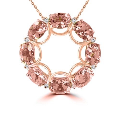 3.17 ct Oval Shaped Morganite Pendant Necklace (G-H Color SI-2 I-1 Clarity) in 14 kt Rose Gold 3.17 ct Oval Shaped Morganite Pendant Necklace (G-H Color SI-2 I-1 Clarity) in 14 kt Rose Gold