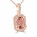 1.26 ct Round Cut Diamond & Cushion Shape Morganite Pendant Necklace (G-H Color SI-2 I-1 Clarity) in 14 kt Rose Gold 1.26 ct Round Cut Diamond & Cushion Shape Morganite Pendant Necklace (G-H Color SI-2 I-1 Clarity) in 14 kt Rose Gold