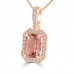 1.26 ct Round Cut Diamond & Cushion Shape Morganite Pendant Necklace (G-H Color SI-2 I-1 Clarity) in 14 kt Rose Gold 1.26 ct Round Cut Diamond & Cushion Shape Morganite Pendant Necklace (G-H Color SI-2 I-1 Clarity) in 14 kt Rose Gold