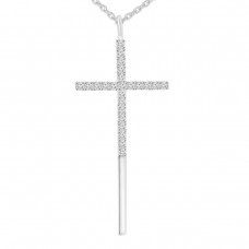 0.29 ct Round Cut Diamond Cross Pendant Necklace (G Color SI-1 Clarity) in 14 kt White Gold with 16 inch Chain 0.29 ct Round Cut Diamond Cross Pendant Necklace (G Color SI-1 Clarity) in 14 kt White Gold with 16 inch Chain