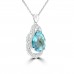 3.06 Ct Pear Shaped Blue Topaz and Round Cut Diamond Pendent In 14k Wh Necklace 3.06 Ct Pear Shaped Blue Topaz and Round Cut Diamond Pendent In 14k Wh Necklace